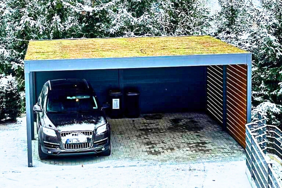 Kahden auton Alumiininen autokatos aidalla talvi Schweng Sunshade asentaa Kahden auton Alumiininen autokatos aidalla talvi Schweng Sunshade asentaa