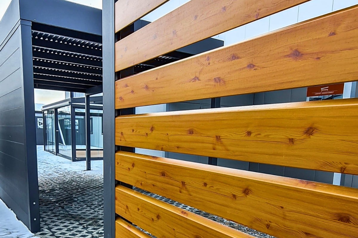 Puusäleikkö seinä alumiiniseen autokatokseen Sunshade Puusäleikkö seinä alumiiniseen autokatokseen Sunshade